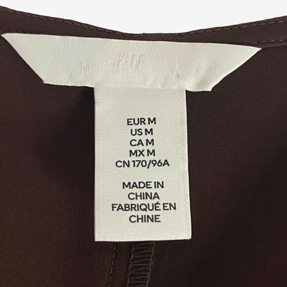 HM Satin Cinched Blouse Women's Medium Brown Trumpet Sleeves V-Neck Pullover - Picture 6 of 11